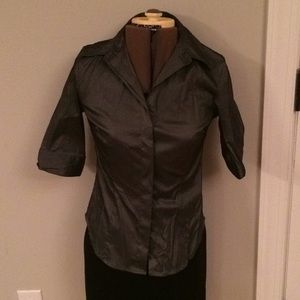 Shark skin silver blouse by express size 3/4